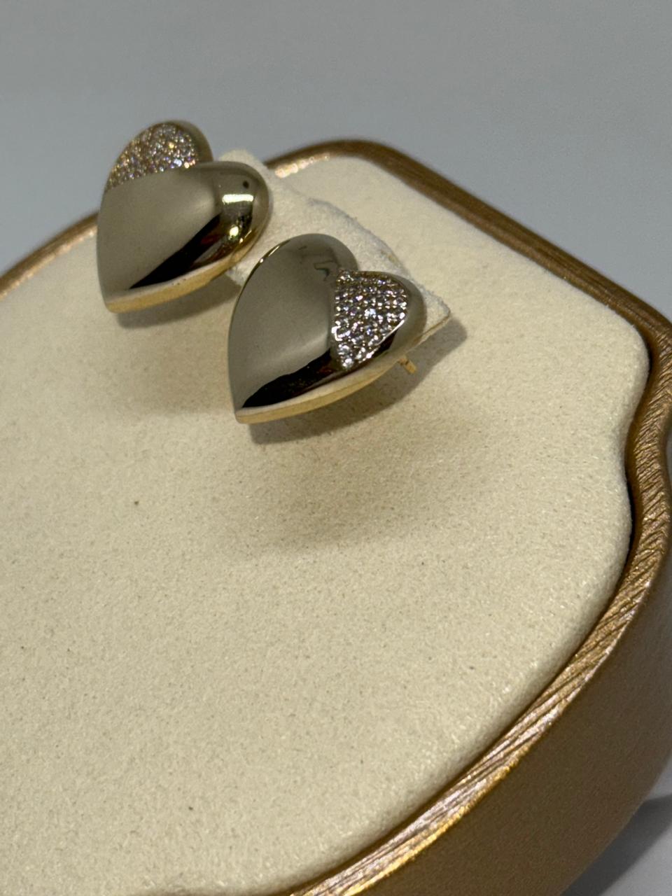 ARETES CORAZON CIRCONIAS S/HUECO 10K 5.5G
